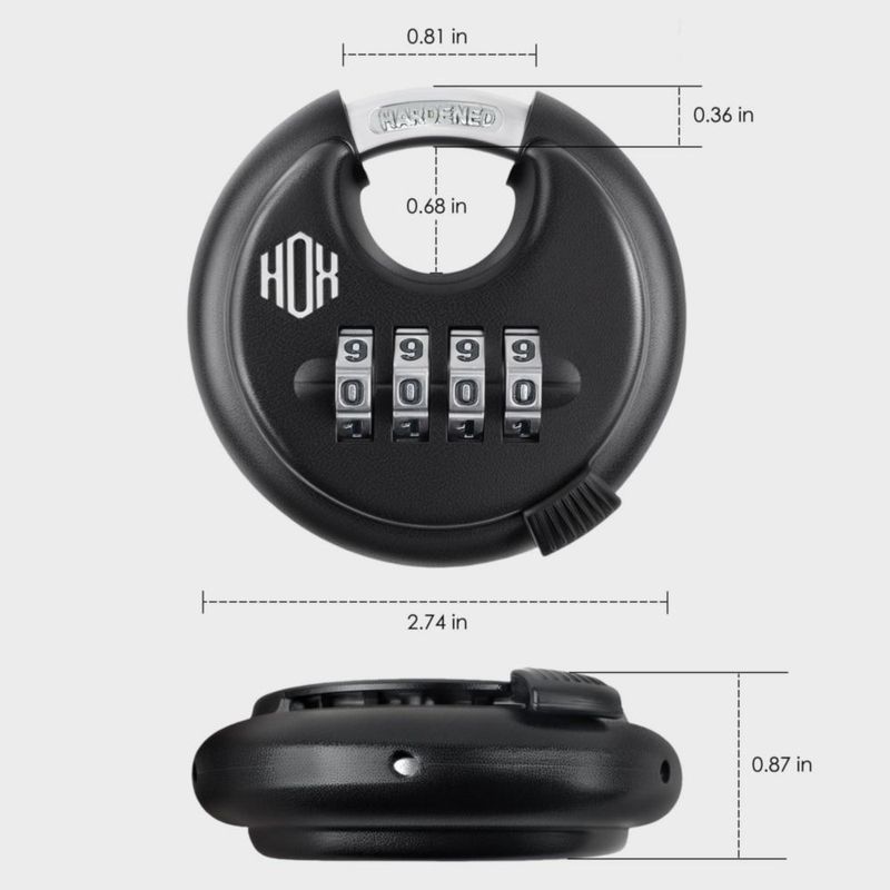 Candado de Disco HOX 7 cm 4 Dígitos Combo Pack de 2