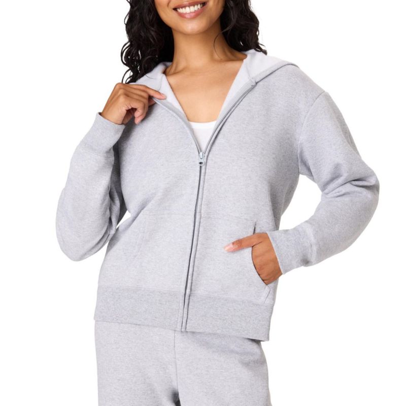 Sudadera con capucha Hanes Full‑Zip Light Steel – Talla grande