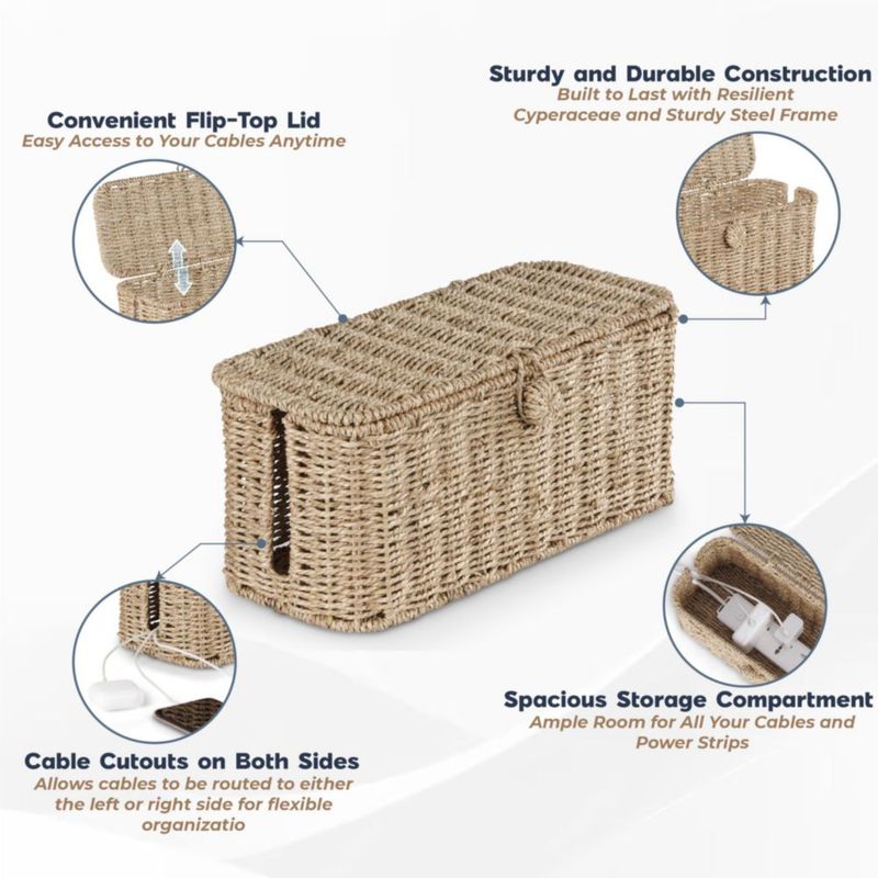 Caja de gestión de cables BLUEWEST 38 cm/33 cm Ratán - Juego de 2
