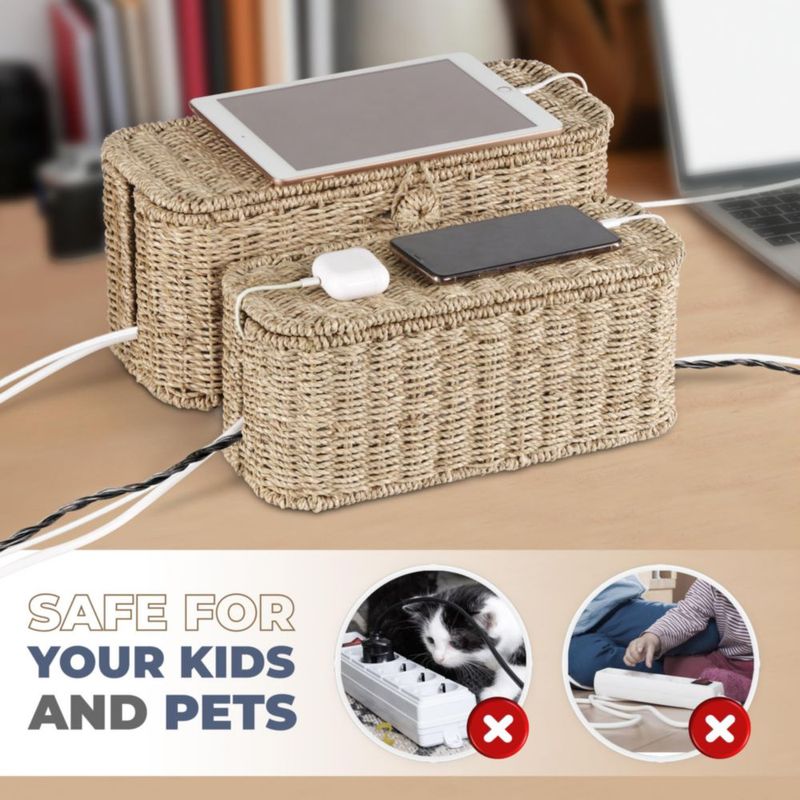 Caja de gestión de cables BLUEWEST 38 cm/33 cm Ratán - Juego de 2