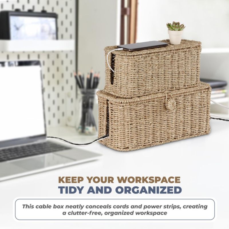 Caja de gestión de cables BLUEWEST 38 cm/33 cm Ratán - Juego de 2