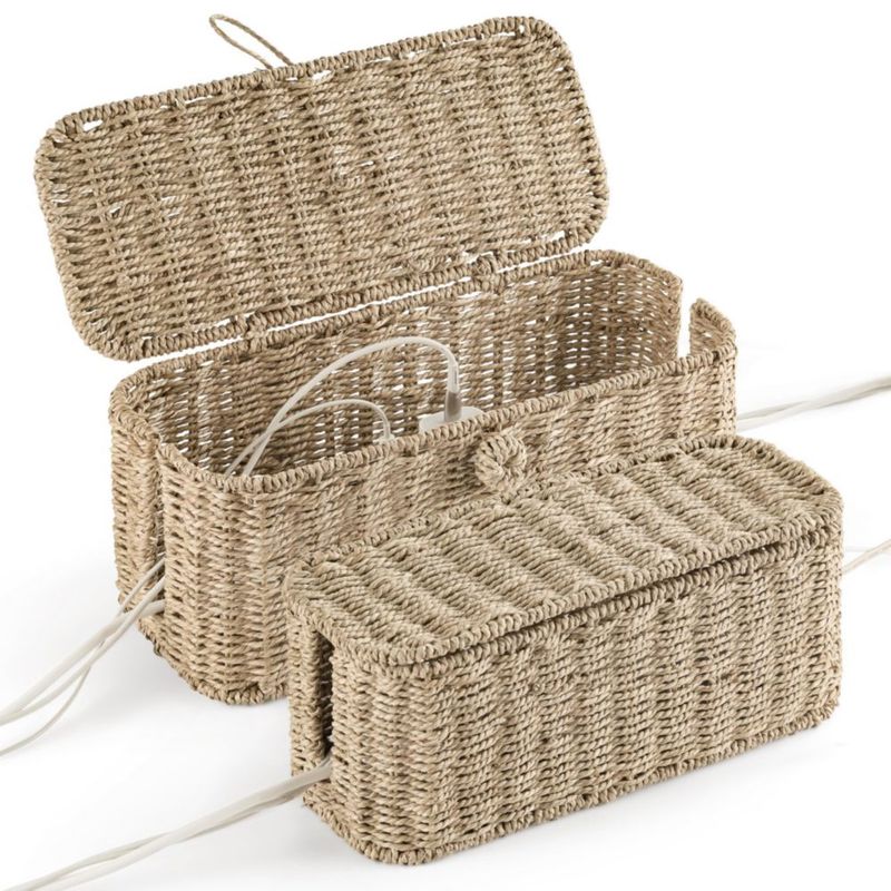 Caja de gestión de cables BLUEWEST 38 cm/33 cm Ratán - Juego de 2