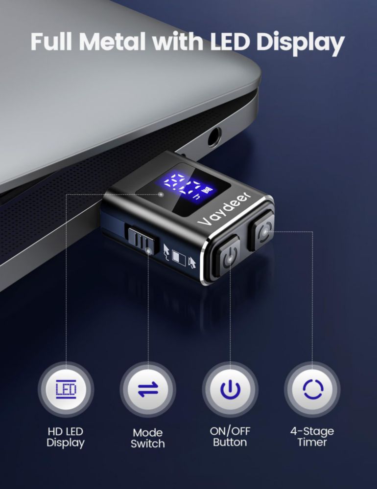 Movedor de ratón Vaydeer T5s USB de 3 botones negro