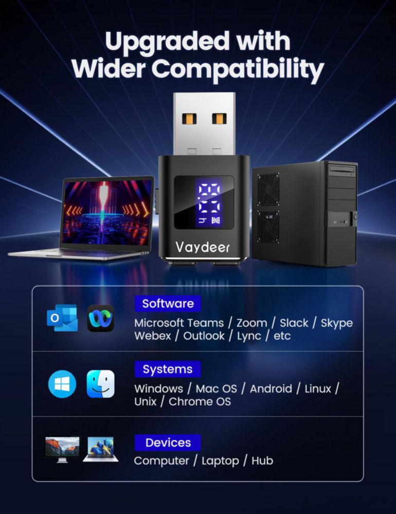 Movedor de ratón Vaydeer T5s USB de 3 botones negro