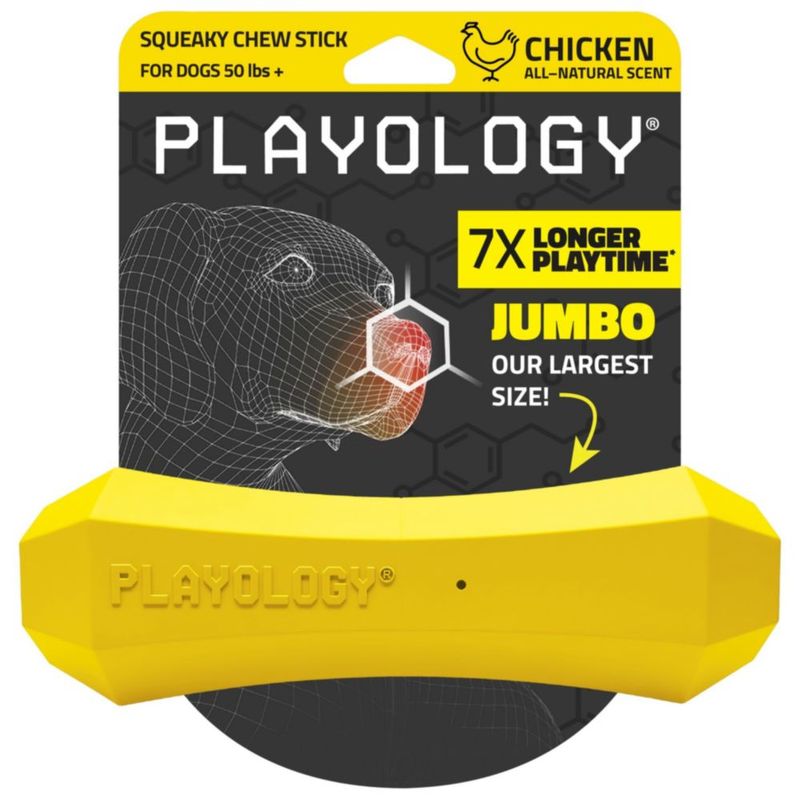 Juguete para perro Playology Palo chirriante extra grande con aroma a pollo