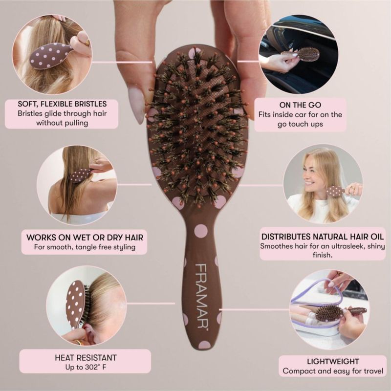 Cepillo de Cabello FRAMAR Mini de Viaje con Cerdas de Jabalí
