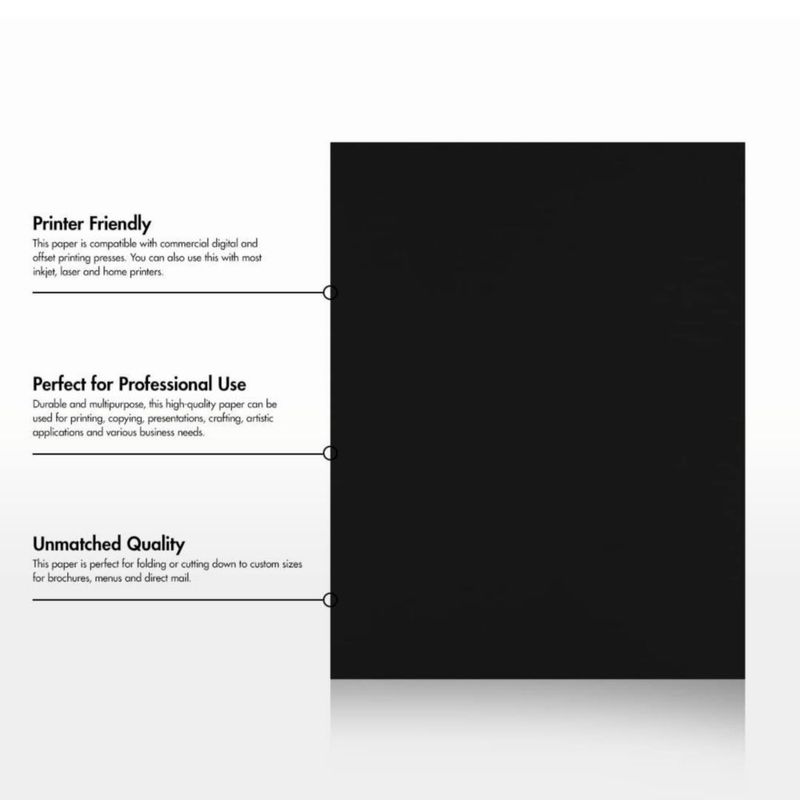 LUXPaper Papel 85" x 11" | Tamaño carta | Negro medianoche | 28 lb (80 lb texto) | 50 unidades