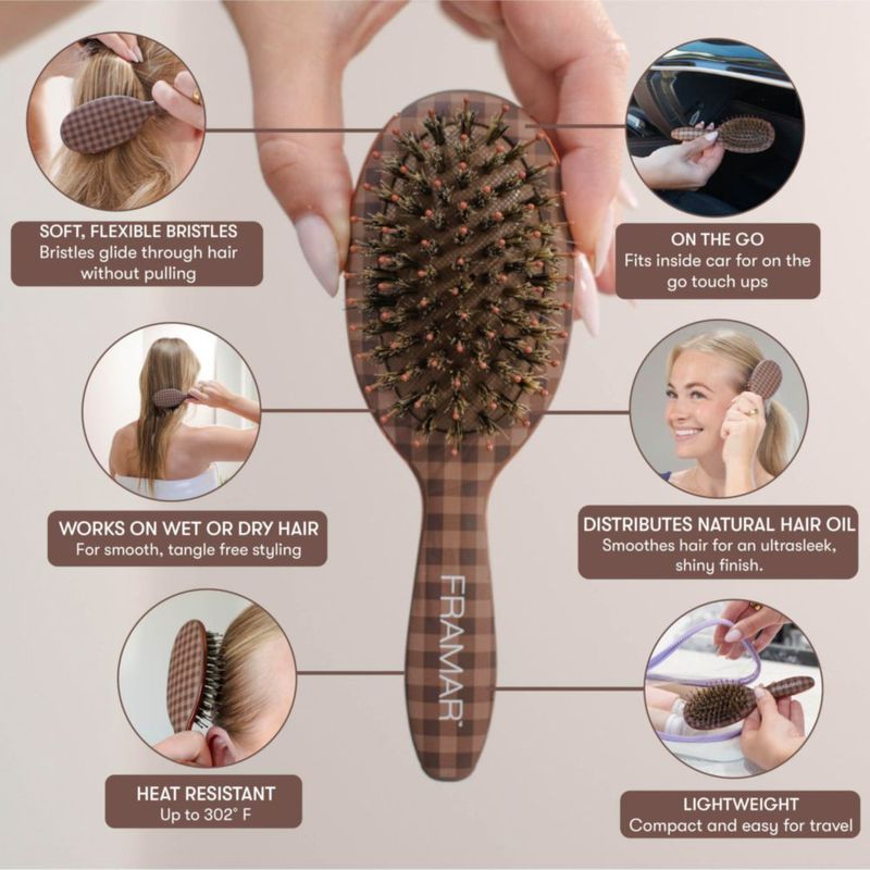 Cepillo de Pelo FRAMAR Mini de Cerdas de Jabalí para Alisar
