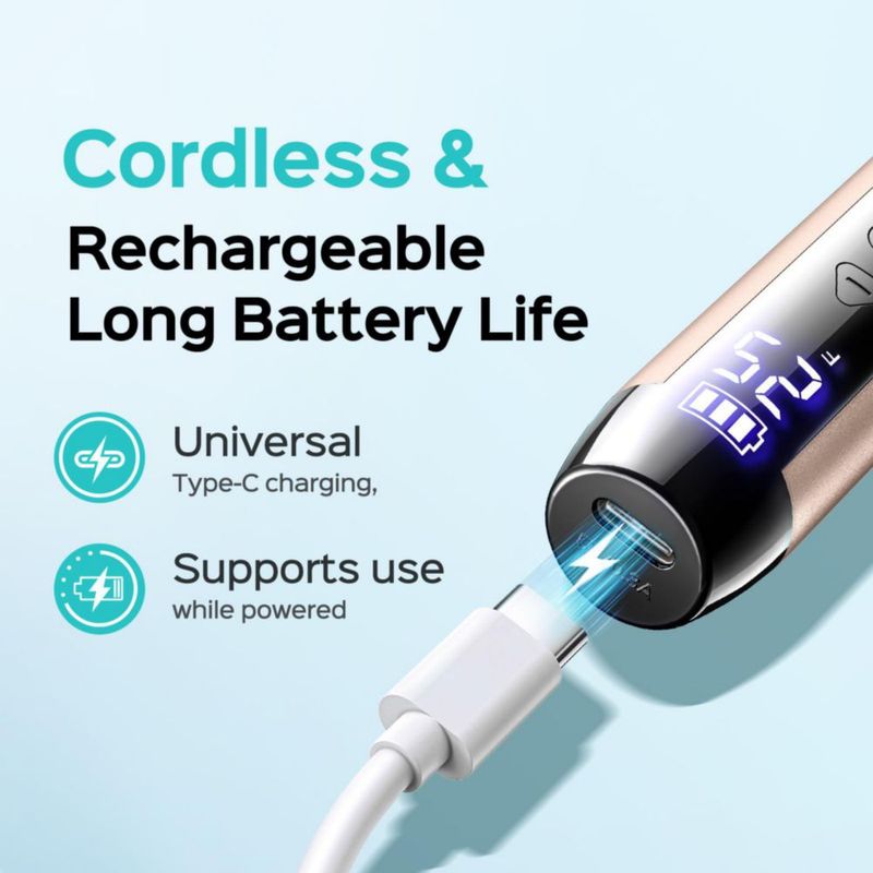 Taladro eléctrico para uñas COSLUS C51 inalámbrico 25 velocidades LED dorado