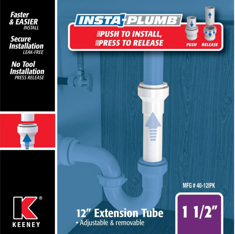 Tubo de extensión Plumb Pak de 1.5 pulgadas x 30 cm ajuste a presión blanco
