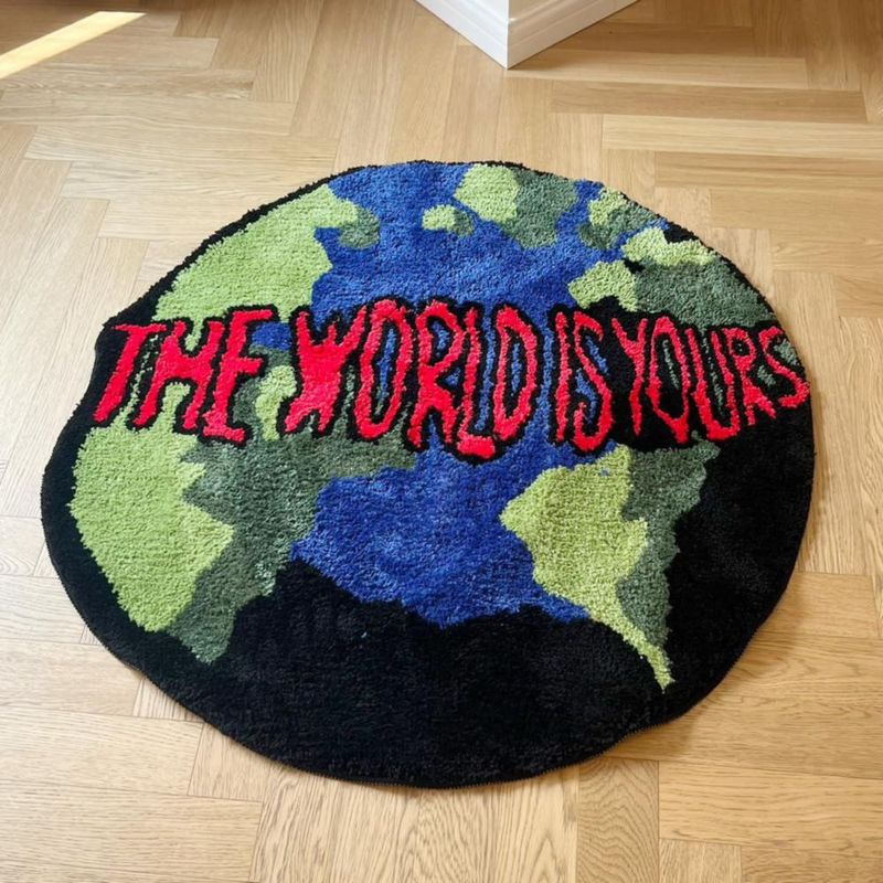 Alfombra LAKEA 90 cm Redonda Antideslizante Suave con Diseño Tierra