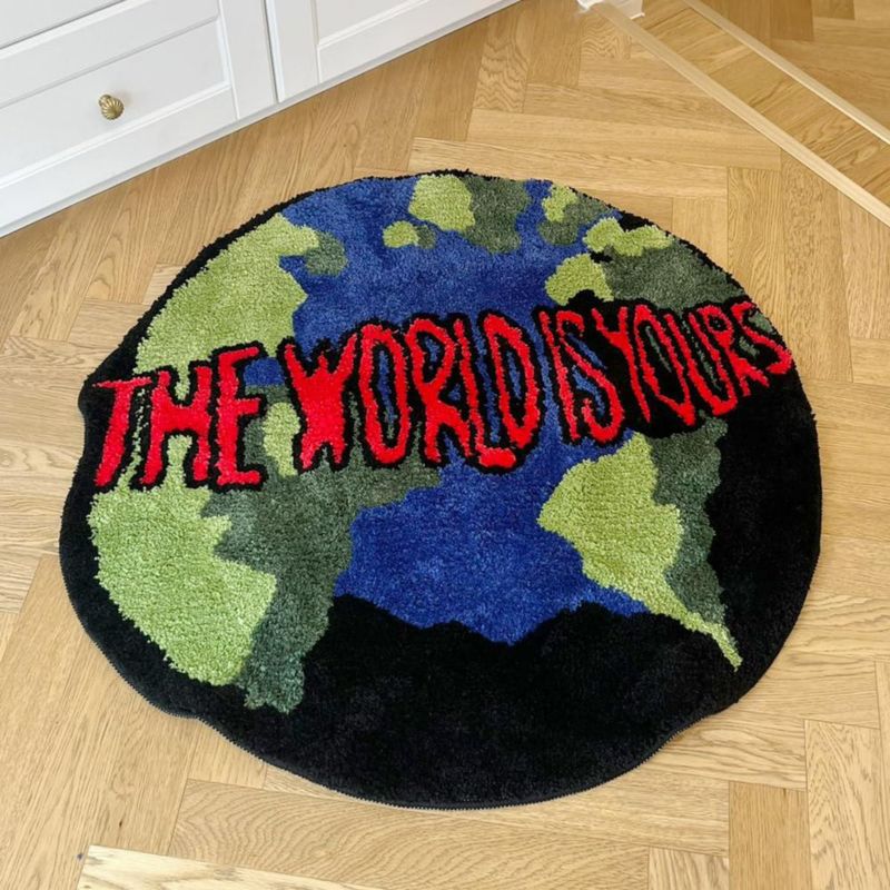 Alfombra LAKEA 90 cm Redonda Antideslizante Suave con Diseño Tierra