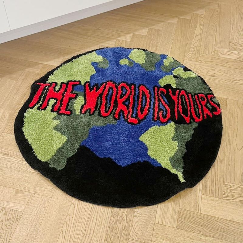Alfombra LAKEA 90 cm Redonda Antideslizante Suave con Diseño Tierra