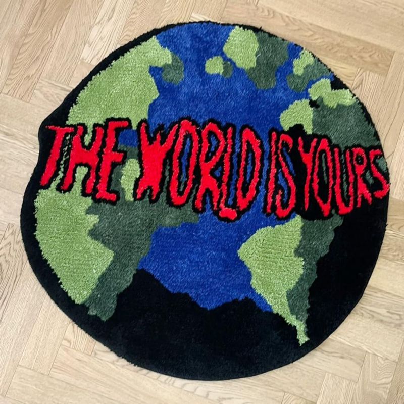 Alfombra LAKEA 90 cm Redonda Antideslizante Suave con Diseño Tierra