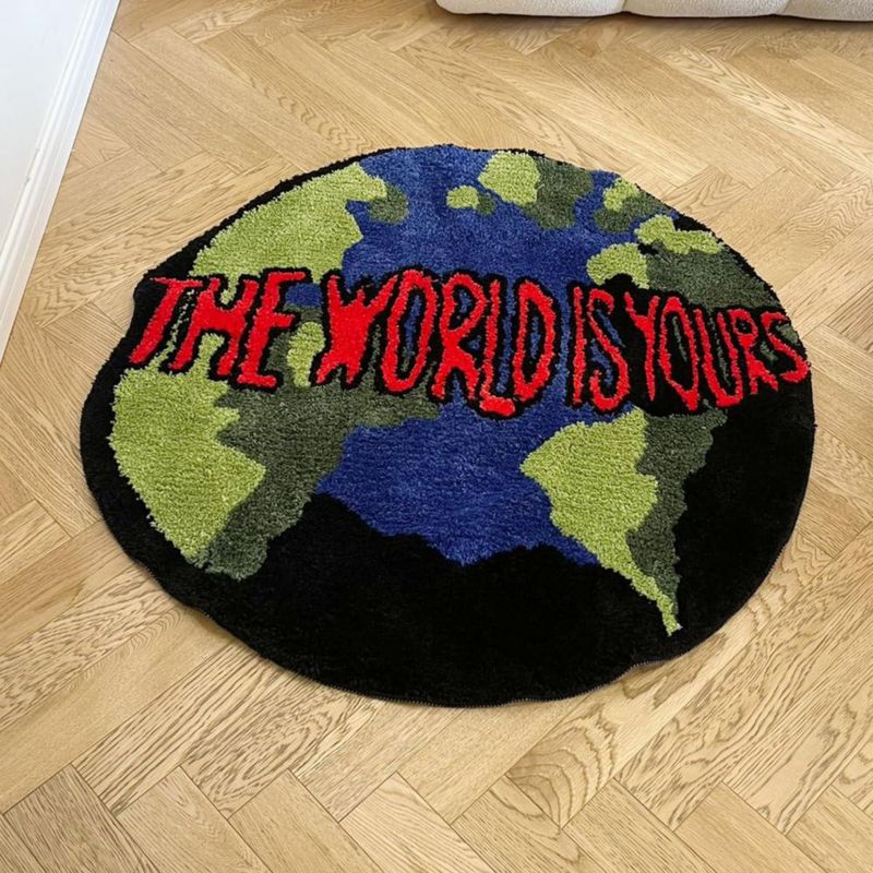 Alfombra LAKEA 90 cm Redonda Antideslizante Suave con Diseño Tierra