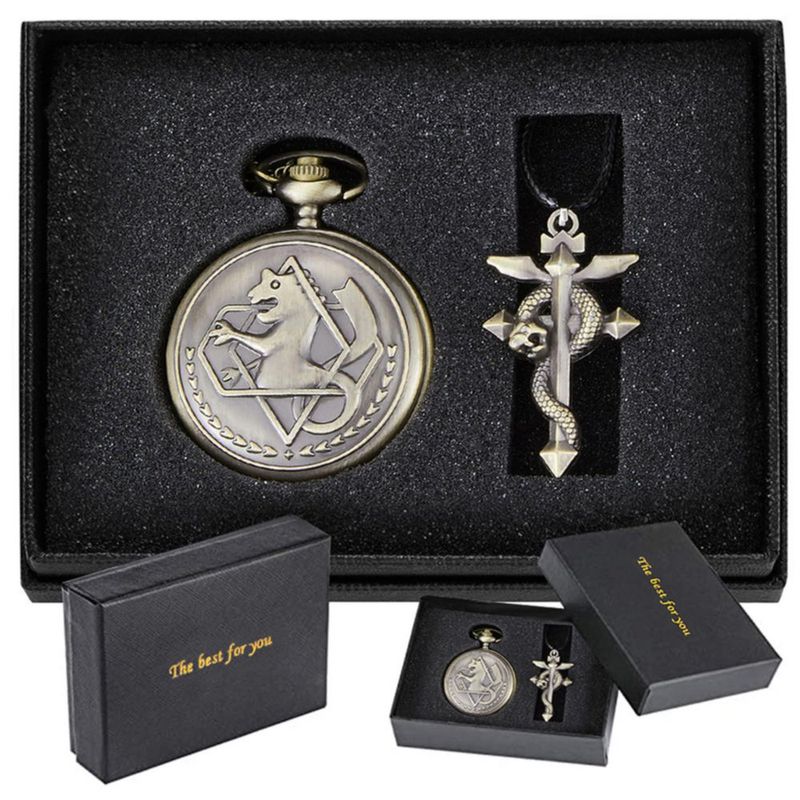 Reloj de Bolsillo Tiong 45 mm Anime Cosplay Marrón con Caja de Regalo