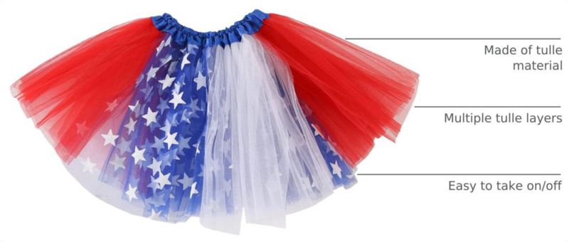 Falda Tutu DMLBC 4 de julio rojo blanco y azul
