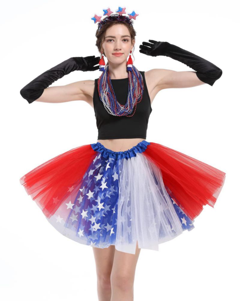 Falda Tutu DMLBC 4 de julio rojo blanco y azul