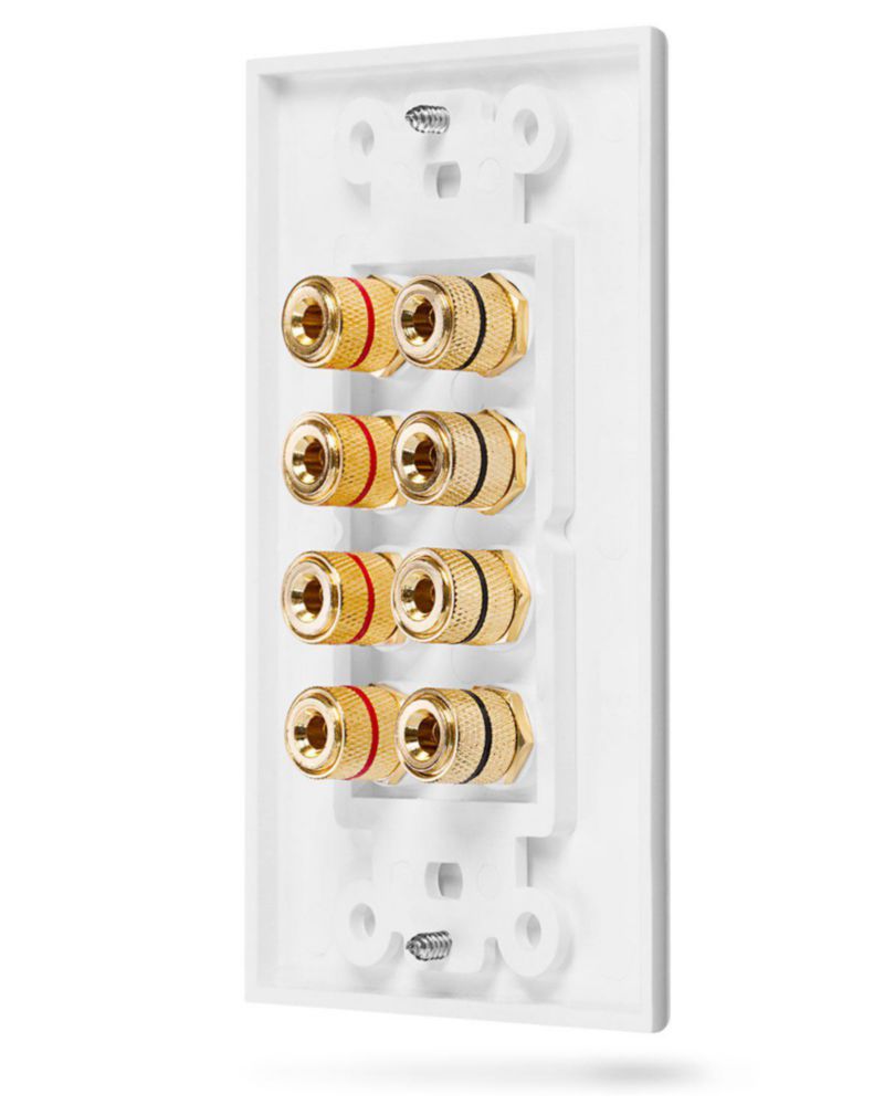 Placa de pared Fosmon para 4 altavoces con conectores banana de 1 pulg.
