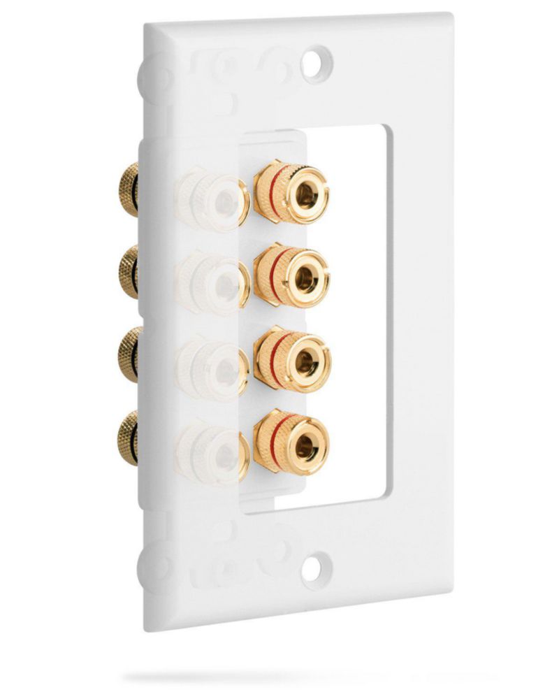 Placa de pared Fosmon para 4 altavoces con conectores banana de 1 pulg.