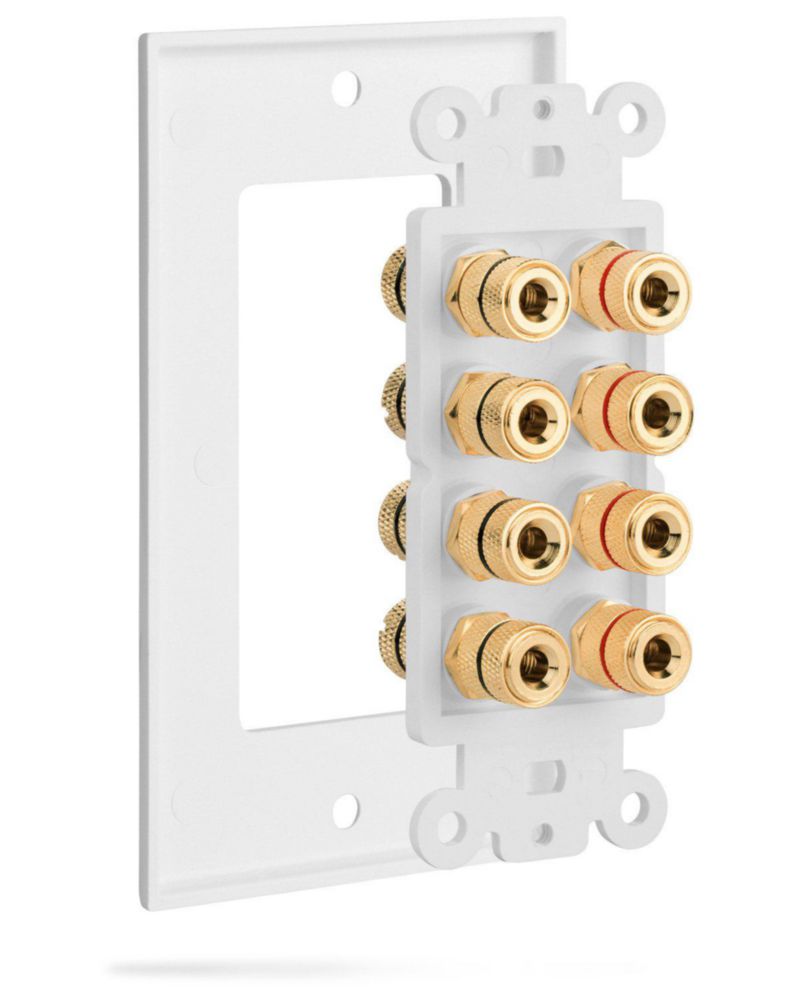 Placa de pared Fosmon para 4 altavoces con conectores banana de 1 pulg.