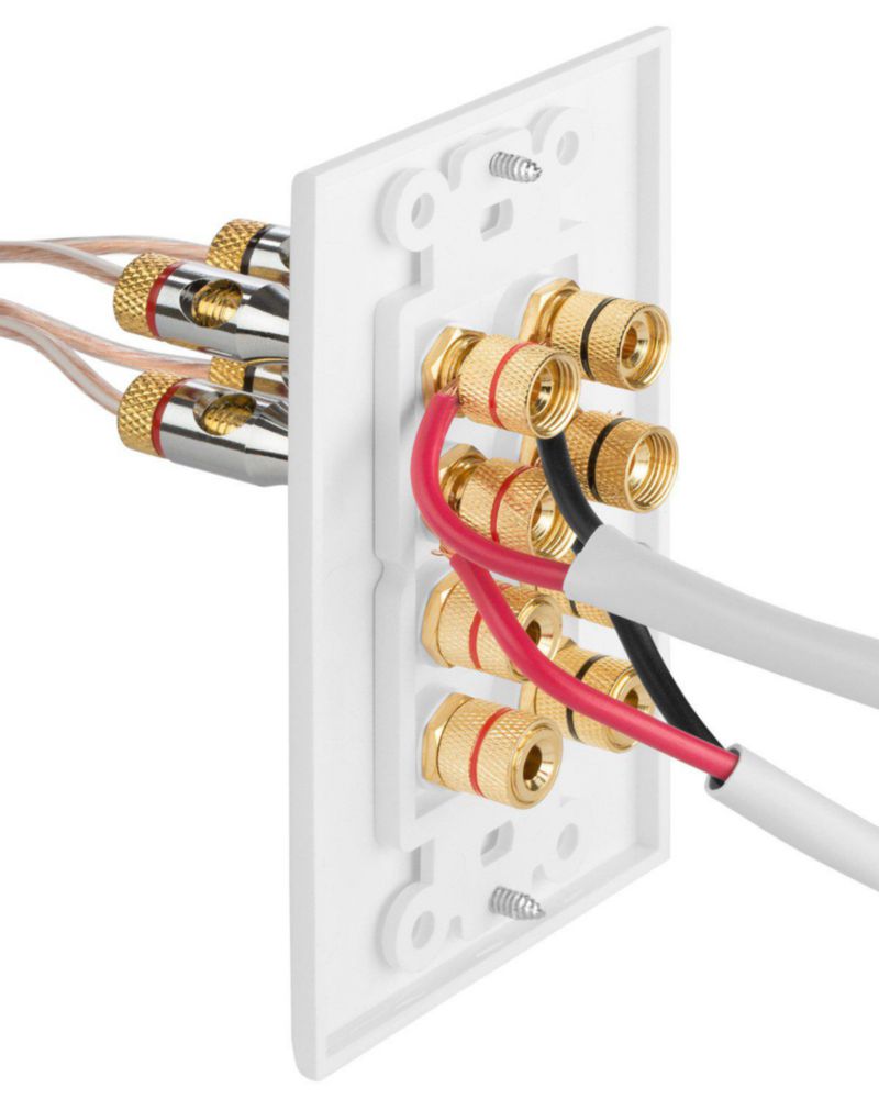 Placa de pared Fosmon para 4 altavoces con conectores banana de 1 pulg.