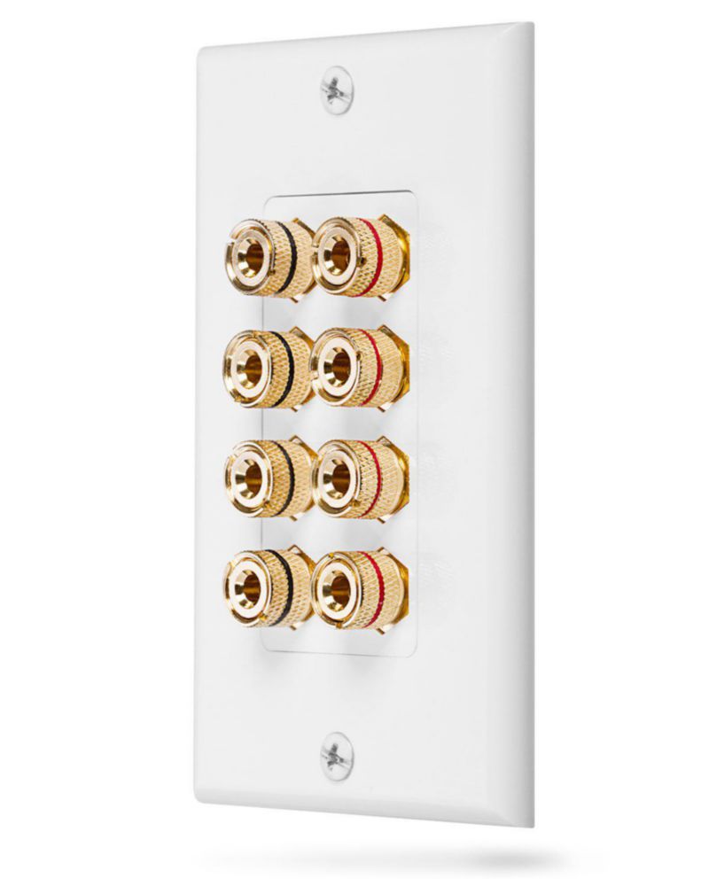 Placa de pared Fosmon para 4 altavoces con conectores banana de 1 pulg.