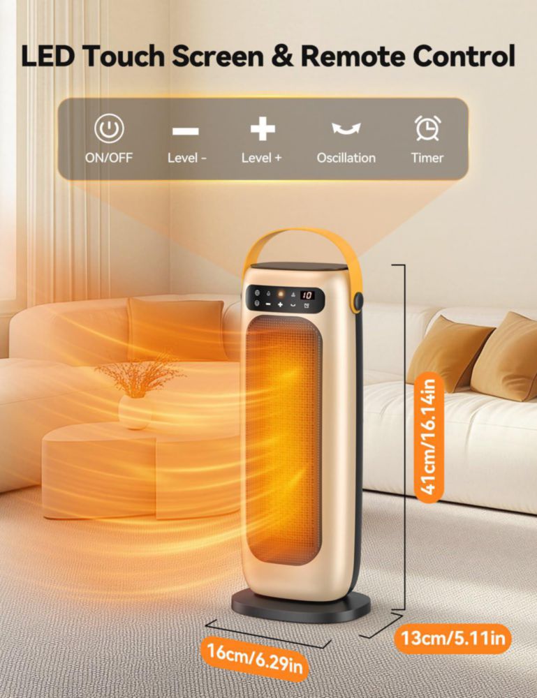 Calefactor KQPZ 1500W Cerámico con Control Remoto y Oscilación de 110°