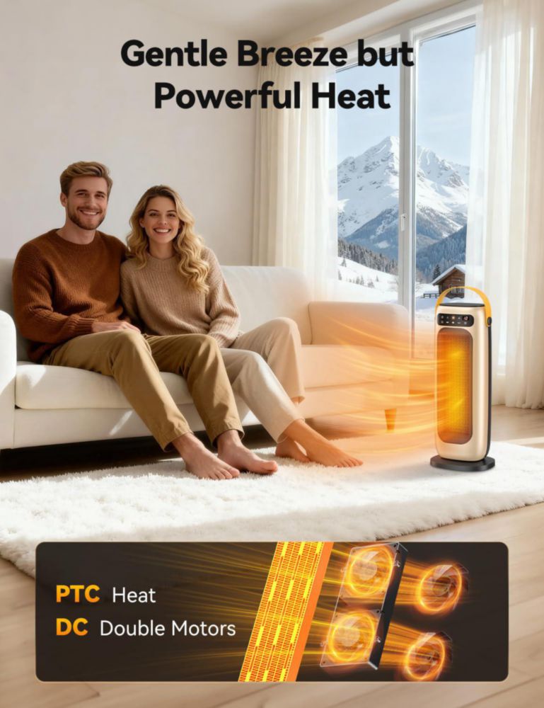 Calefactor KQPZ 1500W Cerámico con Control Remoto y Oscilación de 110°