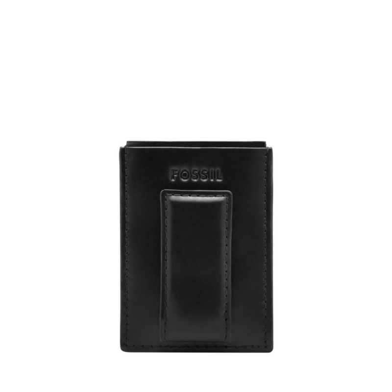 Billetera Fossil de 10 cm de cuero con clip de dinero y compartimento para tarjetas