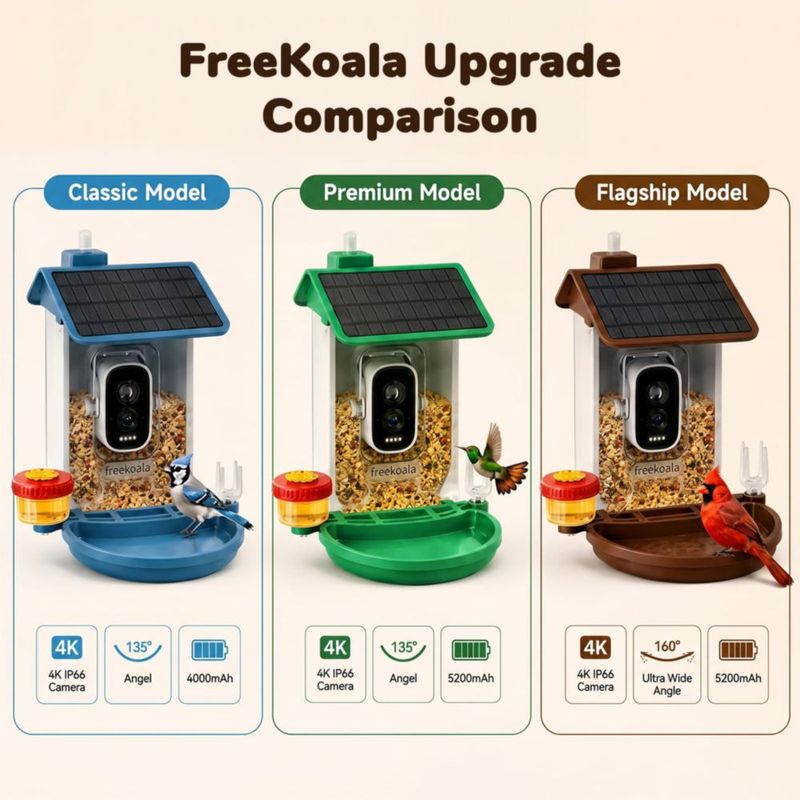 Comedero para Pájaros FreeKoala 4K IA con Energía Solar IP66
