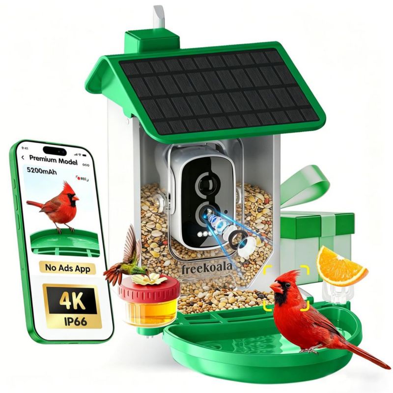 Comedero para Pájaros FreeKoala 4K IA con Energía Solar IP66