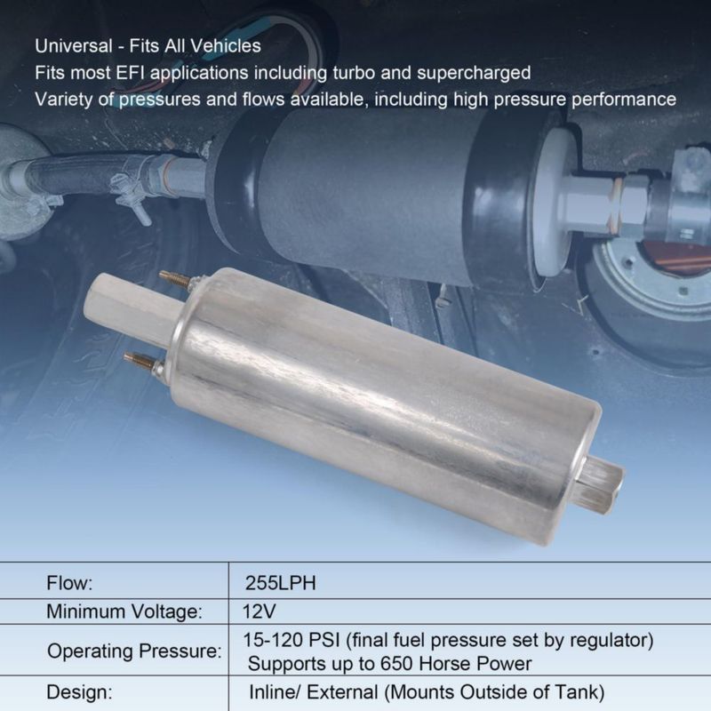 Bomba de combustible JDMSPEED 255 LPH 12V Kit universal en línea