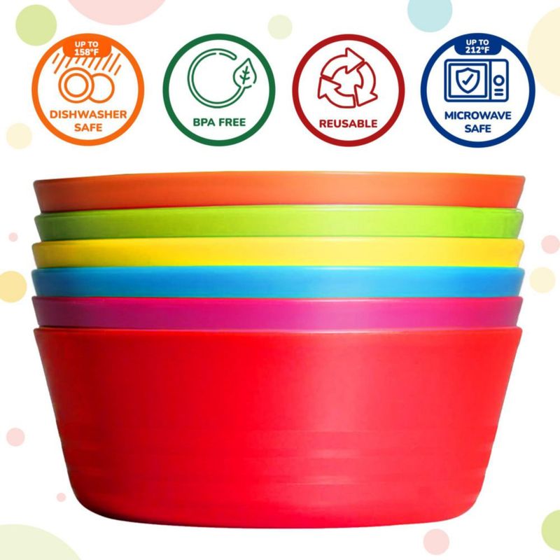Tazones PLASKIDY pack de 6 - 283 ml libres de BPA y aptos para microondas