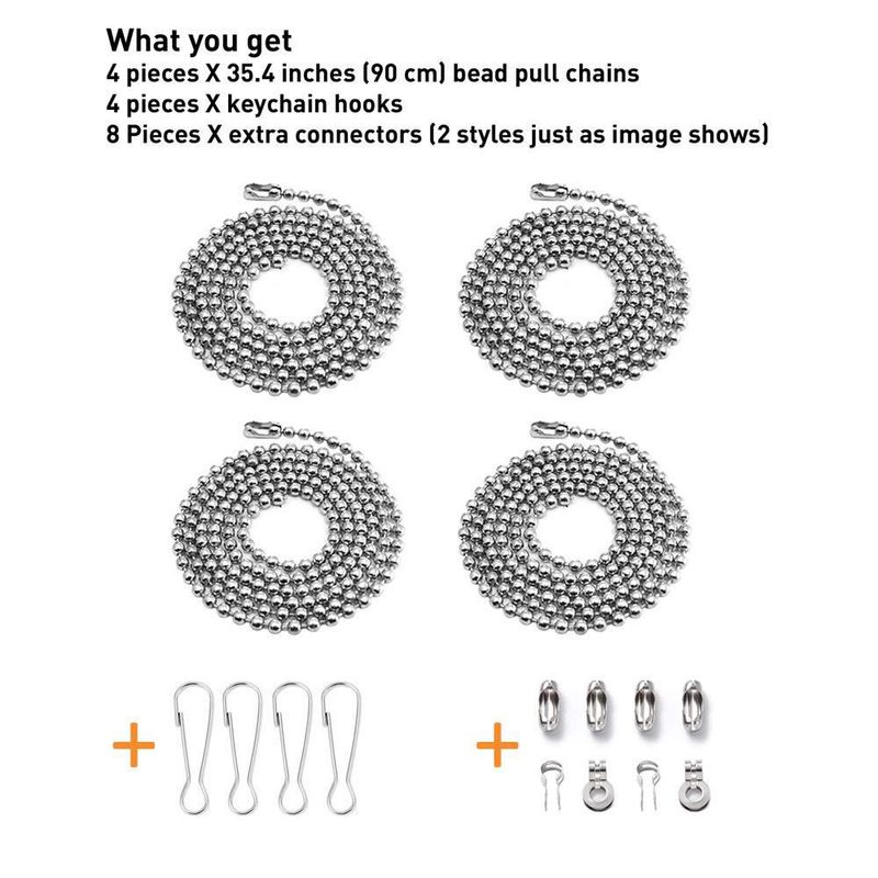 Juego de 4 cadenas de tirador Wayilea 90 cm plateado