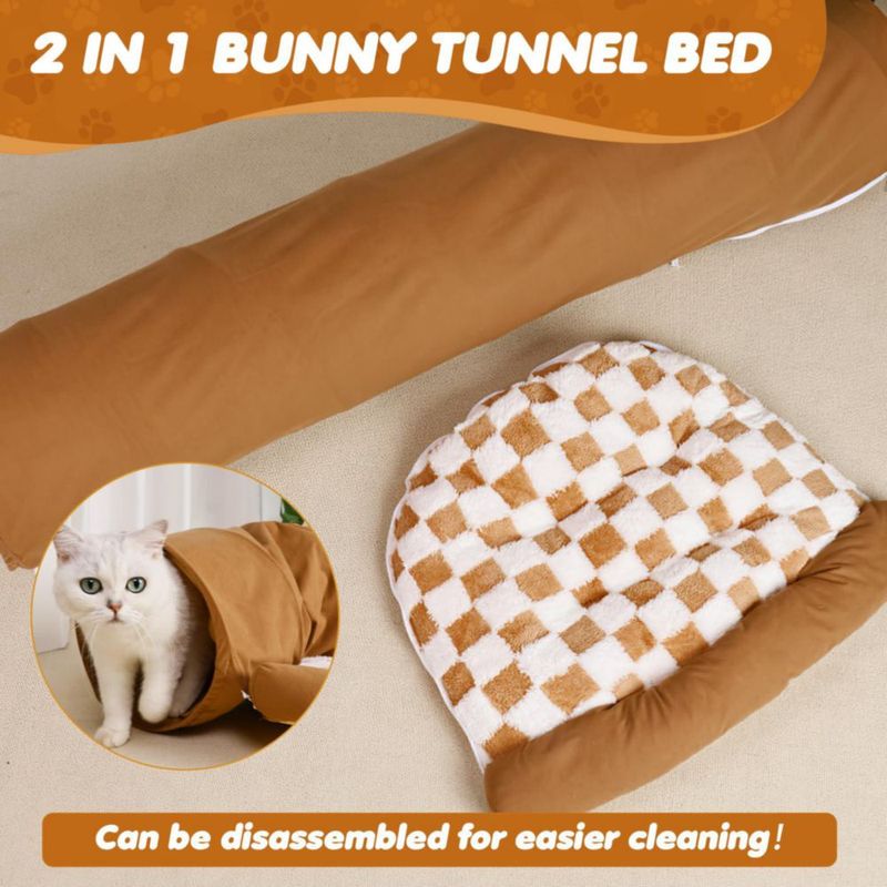 Cama Túnel para Conejitos Spardar 120 cm Caqui con Colchón Extraíble