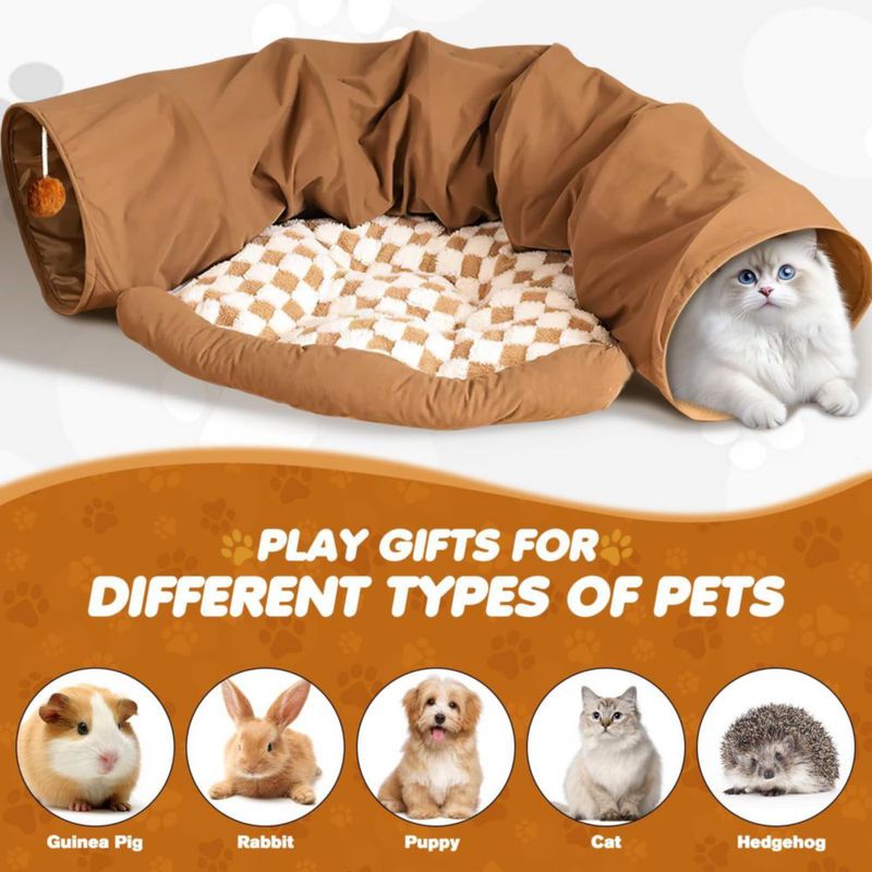Cama Túnel para Conejitos Spardar 120 cm Caqui con Colchón Extraíble
