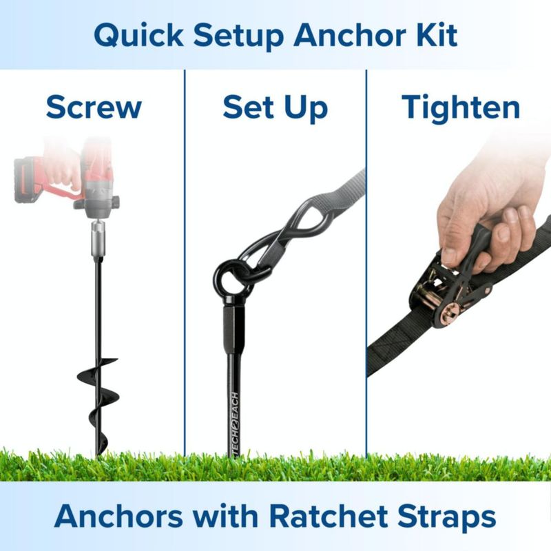 Anclajes de Tierra TECH2EACH 46 cm con Correas de Trinquete