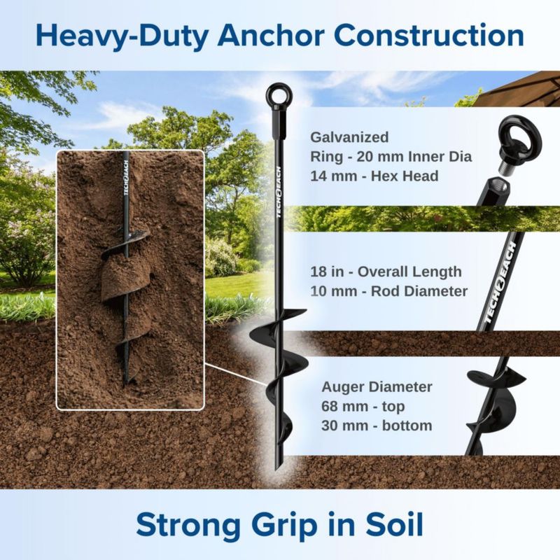 Anclajes de Tierra TECH2EACH 46 cm con Correas de Trinquete