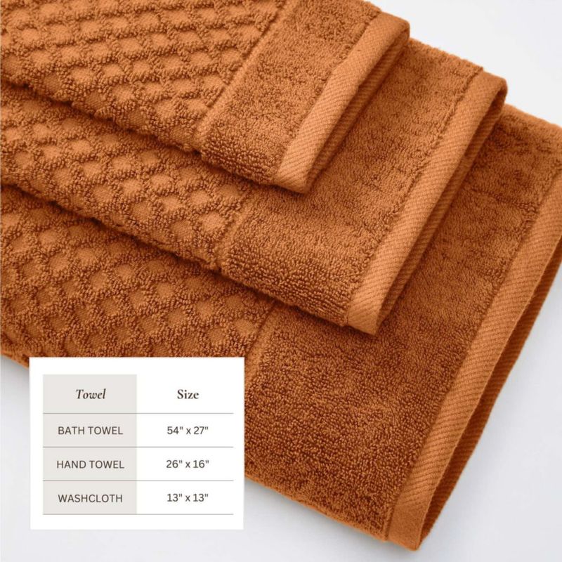 Juego de 6 toallas Great Bay Home color cobre con tejido waffle