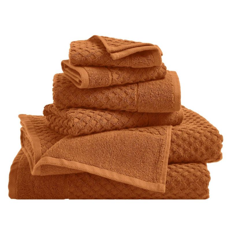 Juego de 6 toallas Great Bay Home color cobre con tejido waffle