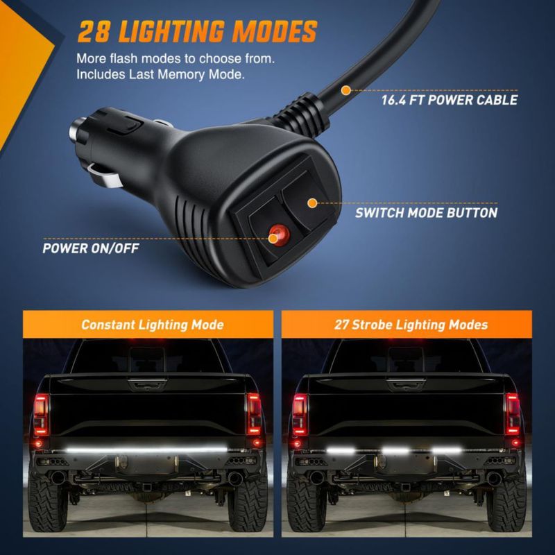 Luz de portón trasero Nilight 150 cm 360 LED Blanca Intermitente