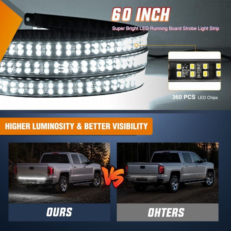 Luz de portón trasero Nilight 150 cm 360 LED Blanca Intermitente