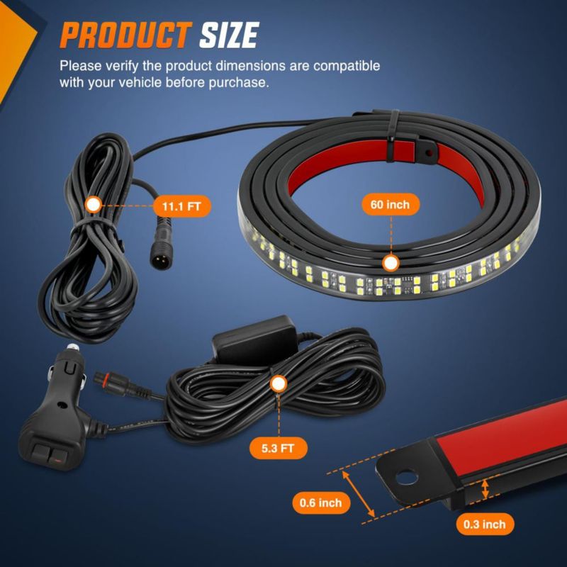 Luz de portón trasero Nilight 150 cm 360 LED Blanca Intermitente