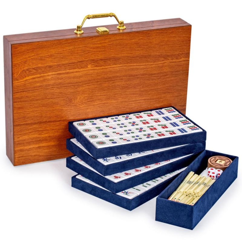 Set de Mahjong chino YMI Glacier Pearl con 146 fichas de tamaño medio