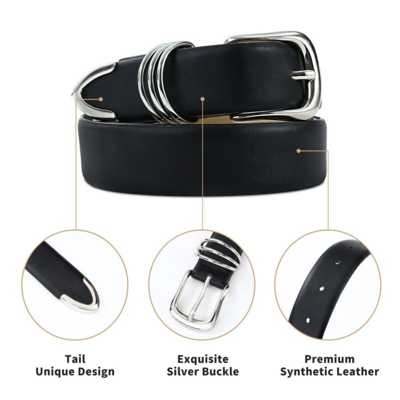 Cinturón RISANTRY para Mujer de 3 cm Cuero Hebilla Plateada