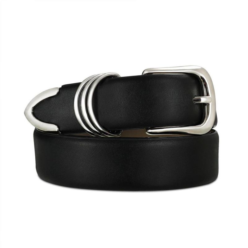 Cinturón RISANTRY para Mujer de 3 cm Cuero Hebilla Plateada