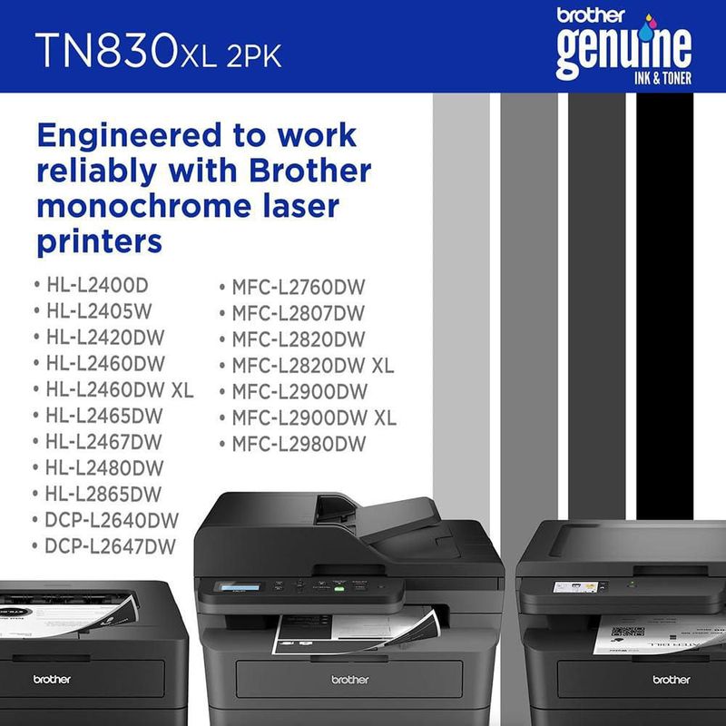 Tóner Brother TN830XL 2PK Negro de alto rendimiento