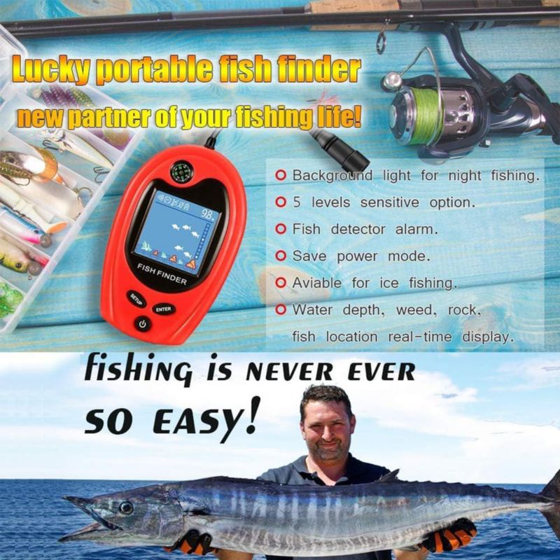 Sonda de pesca portátil LUCKY con cable 100 m y ángulo de haz 45°