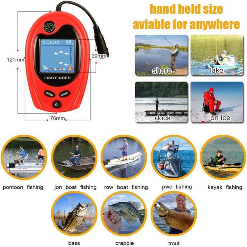 Sonda de pesca portátil LUCKY con cable 100 m y ángulo de haz 45°
